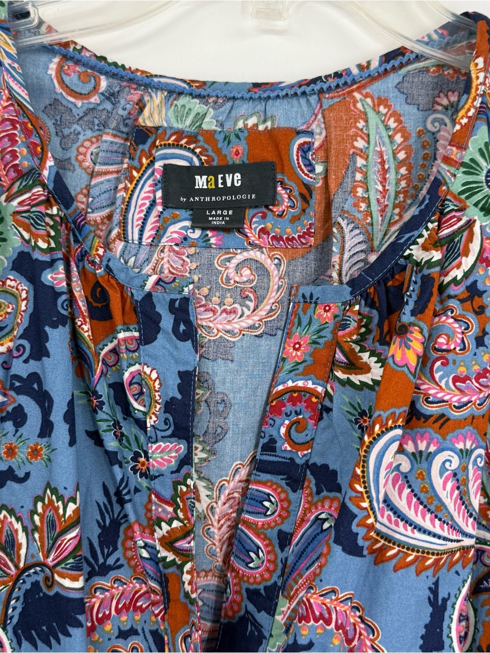 Maeve Anthropologie The Somerset Mini Dress Womens Large Blue Floral Smocked - Picture 6 of 12